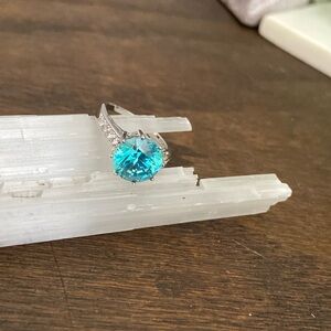 White and Blue Cubic Zirconia Bella Luce Esotica Paraiba Sterling Silver Ring